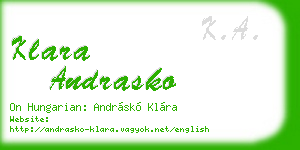 klara andrasko business card