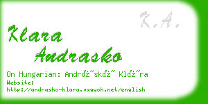 klara andrasko business card